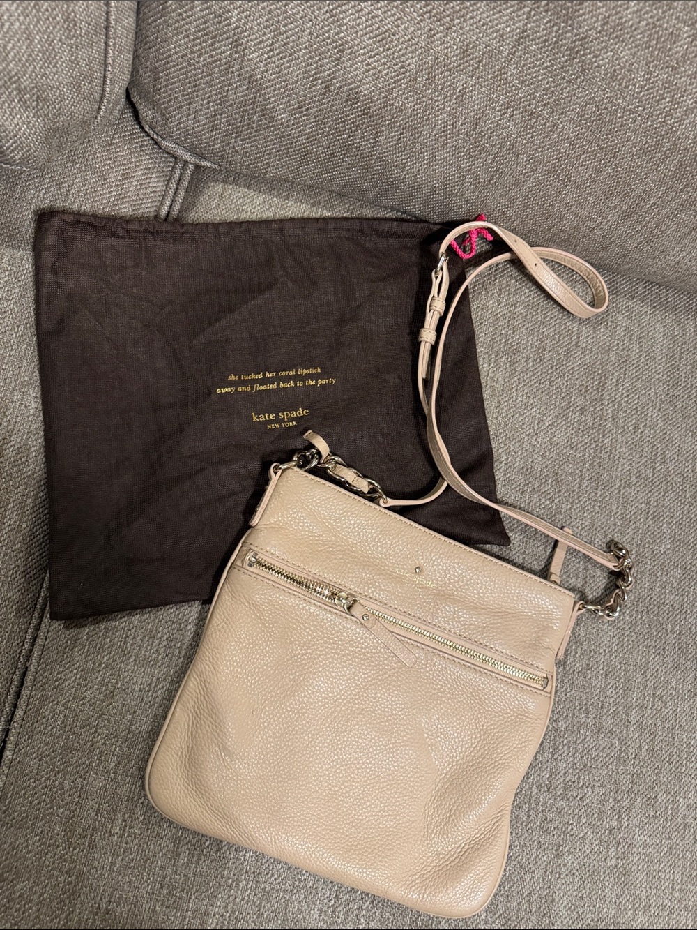 kate spade Pebbled Leather Crossbody Bag in Taupe